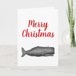 Tarjeta Festiva Navidades Vintage Ballena Estilizada del Siglo XIX