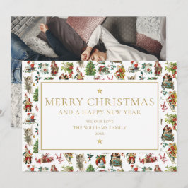 Tarjeta Festiva Navidades Vintage Elegant Gold Photo