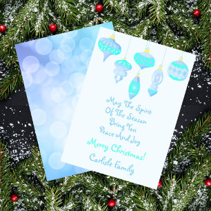 Tarjeta Festiva Navidades Vintage Ornament Ice Blue Spirit