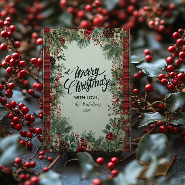 Tarjeta Festiva Navidades Vintage Plaid (Subido por el creador)