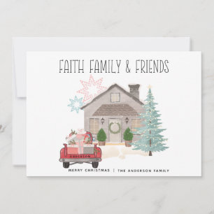 Tarjeta Festiva Navidades Vintage Red Personalized Truck Country