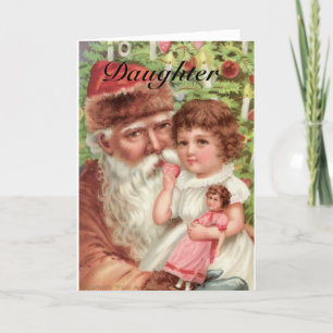 Tarjeta Festiva Navidades Vintage Santa Daughter