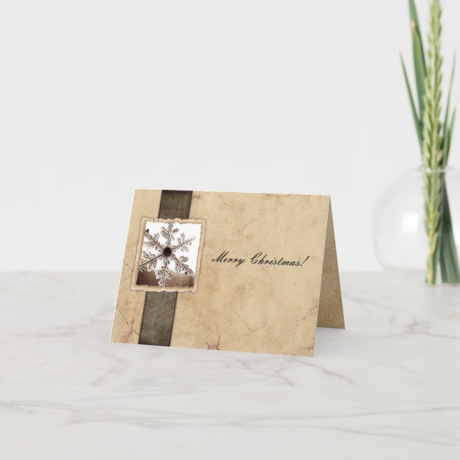 Tarjeta Festiva Navidades Vintage Snowflake (Anverso)