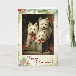 Tarjeta Festiva Navidades Vintage Westie