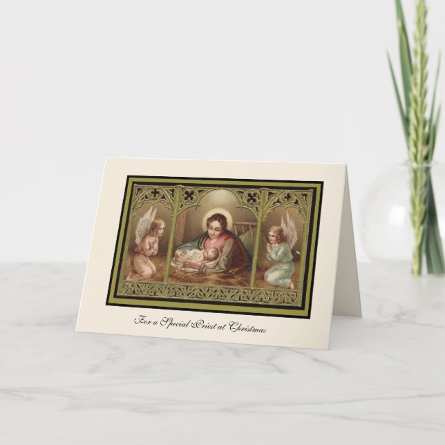 Tarjeta Festiva Navidades Virgen de la Natividad María Jesús Ángel (Anverso)