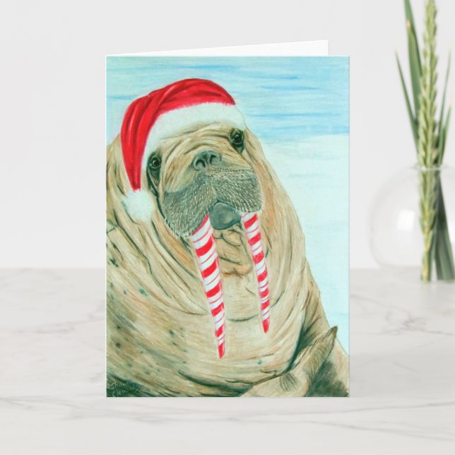Tarjeta Festiva Navidades Walrus (Anverso)