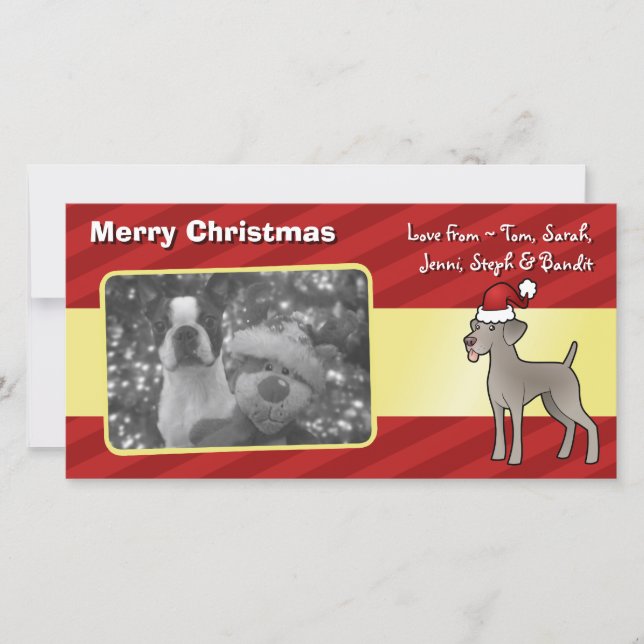 Tarjeta Festiva Navidades Weimaraner (Anverso)