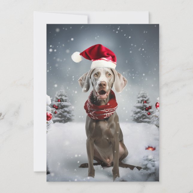Tarjeta Festiva Navidades Weimaraner Dog (Anverso)