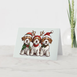 Tarjeta Festiva Navidades Welsh Wire Fox Terrier Dogs