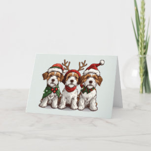 Tarjeta Festiva Navidades Welsh Wire Fox Terrier Dogs