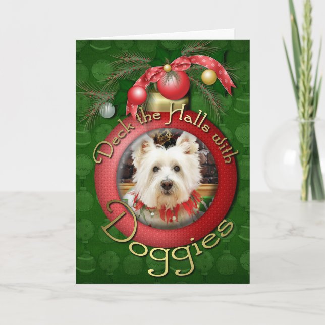 Tarjeta Festiva Navidades - West Highland Terrier - Polo (Anverso)