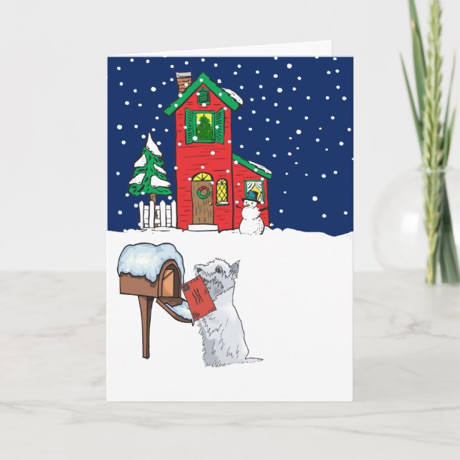 Tarjeta Festiva Navidades Westie (Anverso)