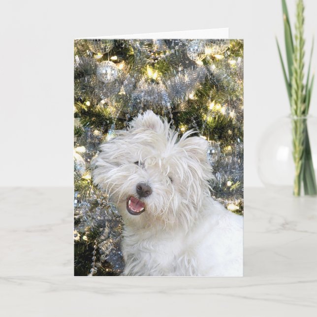 Tarjeta Festiva Navidades Westie (Anverso)