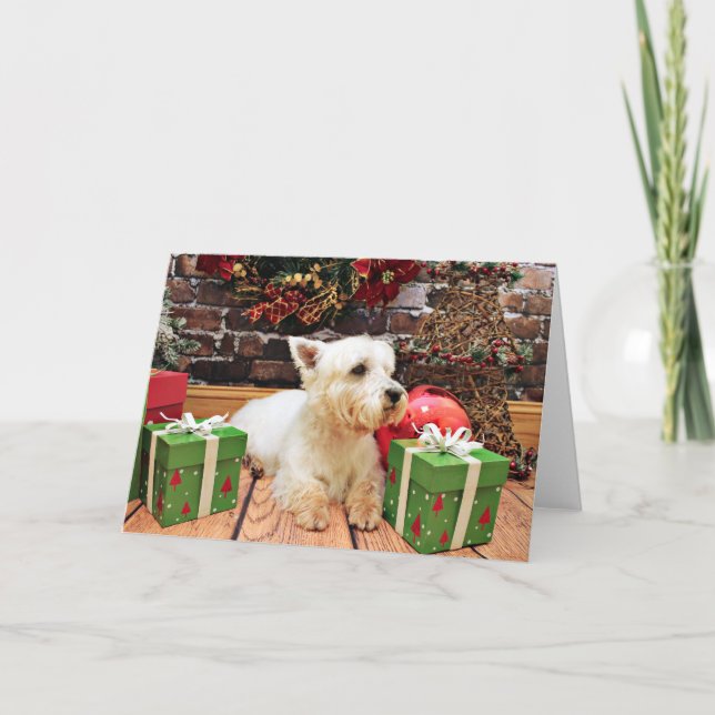 Tarjeta Festiva Navidades - Westie - Callie (Anverso)