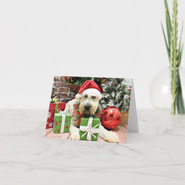 Tarjeta Festiva Navidades - Wheaten Terrier - Bailey (Anverso)