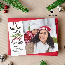 Tarjeta Festiva Navidades Whimsical Elf HOLLY JOLLY