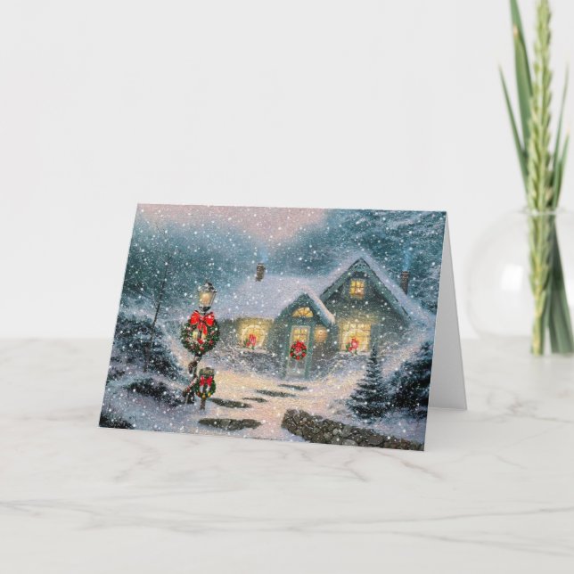 Tarjeta Festiva Navidades Winter Cottage (Anverso)