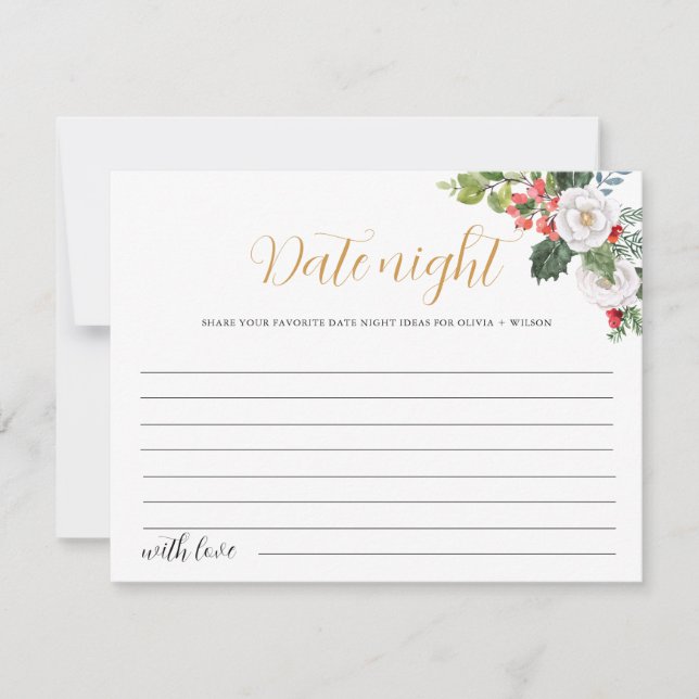 Tarjeta Festiva Navidades Winter Date Night Ideas Game Card (Anverso)