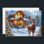 Tarjeta Festiva Navidades/Winter Deer Lodge<br><div class="desc">rústico</div>