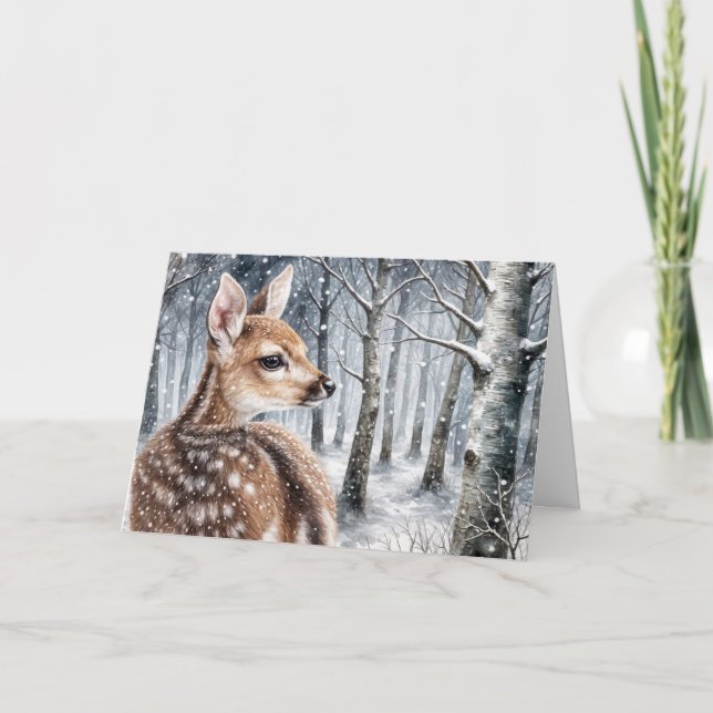 Tarjeta Festiva Navidades Winter Fawn (Anverso)