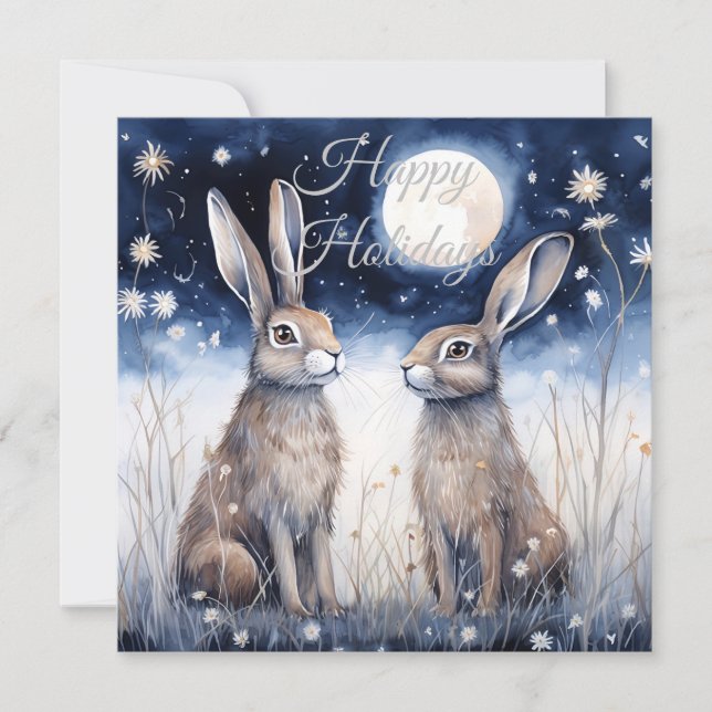 Tarjeta Festiva Navidades Winter Hare (Anverso)