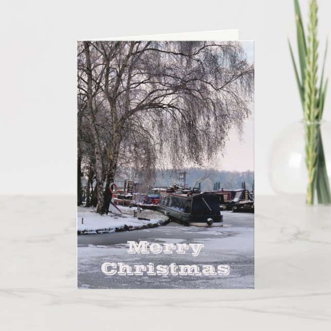 TARJETA FESTIVA NAVIDADES WINTER NARROWBOATS (Anverso)
