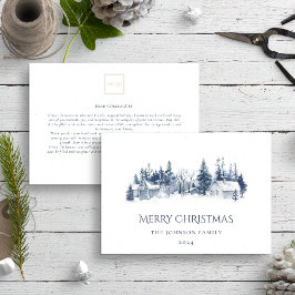 Tarjeta Festiva Navidades Winter Village Blue Non Photo Business