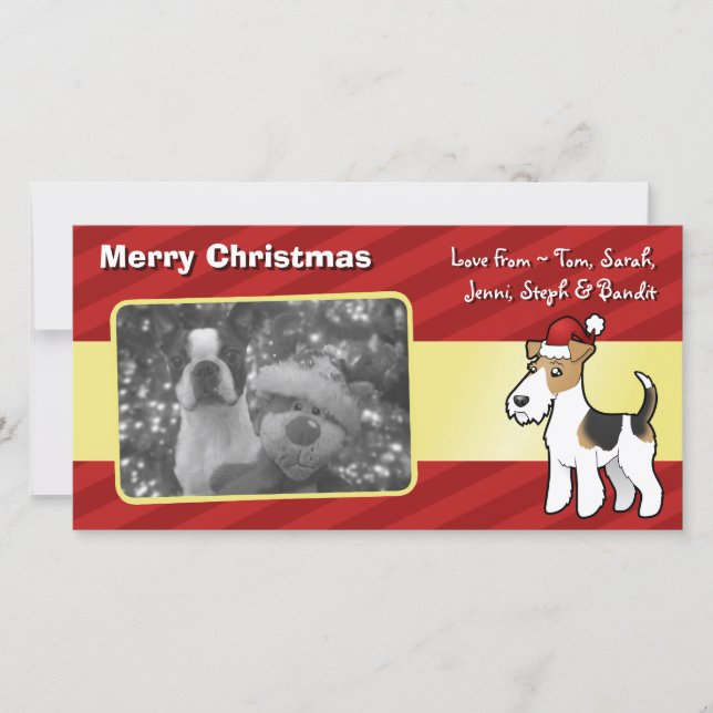 Tarjeta Festiva Navidades Wire Fox Terrier (Anverso)