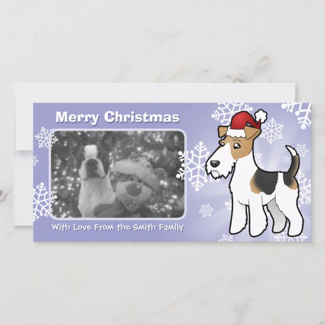 Tarjeta Festiva Navidades Wire Fox Terrier (Anverso)