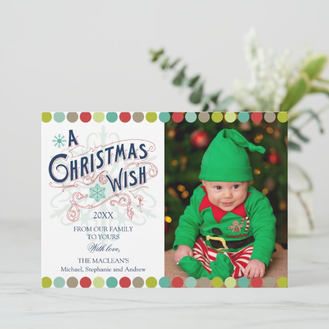 Tarjeta Festiva Navidades Wish Holiday (Anverso de pie)