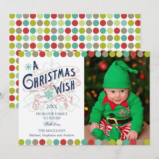 Tarjeta Festiva Navidades Wish Holiday Photo (Anverso / Reverso)