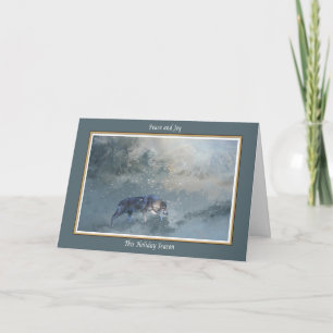 Tarjeta Festiva Navidades Wolf en Nieve
