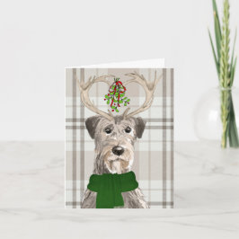 Tarjeta Festiva Navidades: Wolfhound irlandés y Taupe Plaid