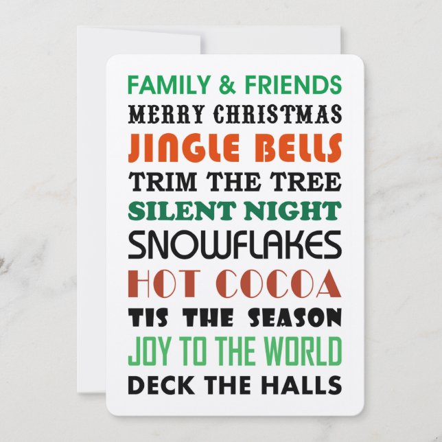 TARJETA FESTIVA NAVIDADES WORD ART (Anverso)