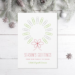 Tarjeta Festiva Navidades Wreath Business White de Paperclip
