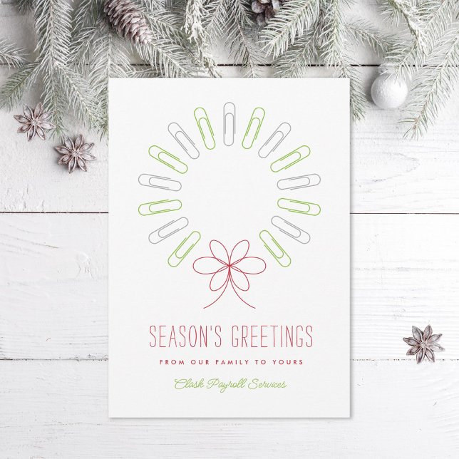 Tarjeta Festiva Navidades Wreath Business White de Paperclip (Subido por el creador)