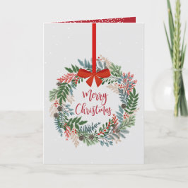 Tarjeta Festiva Navidades Wreath doblados