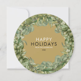 Tarjeta Festiva Navidades Wreath Elegant Gold Moderno Typográfico