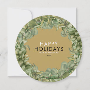 Tarjeta Festiva Navidades Wreath Elegant Gold Moderno Typográfico