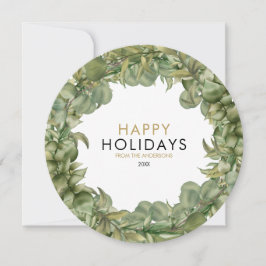 Tarjeta Festiva Navidades Wreath Elegant Moda moderna Typografía