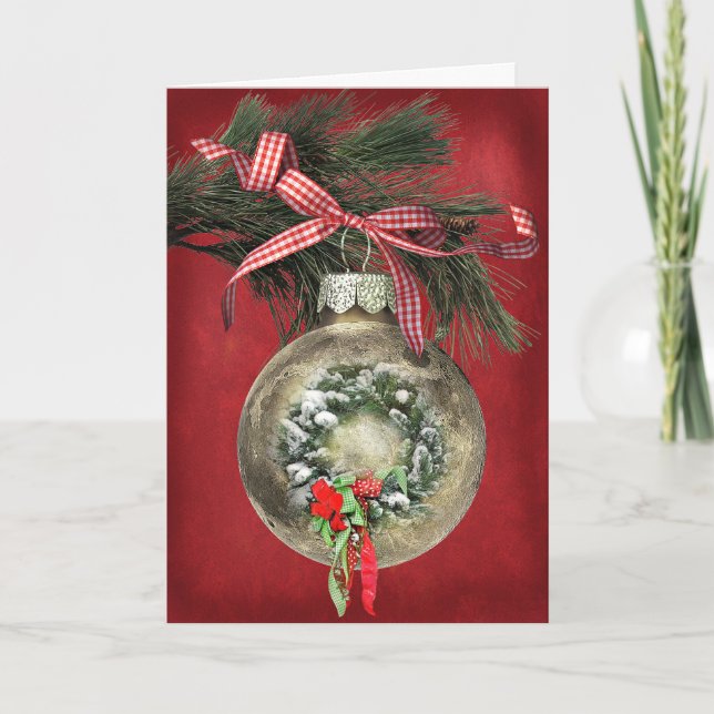 Tarjeta Festiva Navidades Wreath Ornament (Anverso)