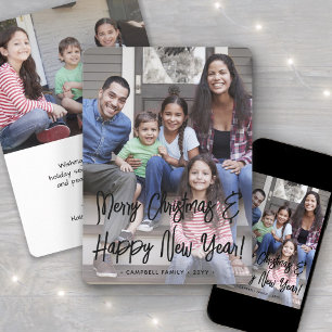 Tarjeta Festiva Navidades y Año Nuevo con guión negro 2 foto