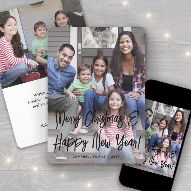 Tarjeta Festiva Navidades y Año Nuevo con guión negro 2 foto (Subido por el creador)