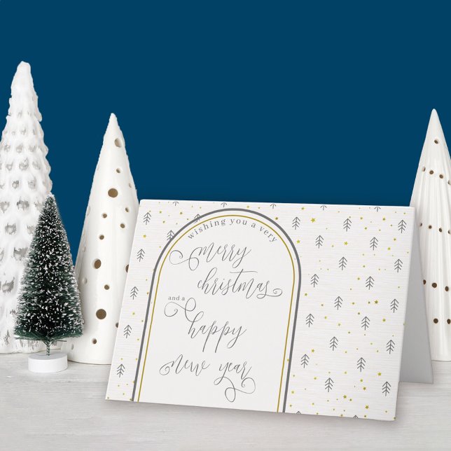 Tarjeta Festiva Navidades y caligrafía de Año Nuevo y pino nórdico (Christmas & New Year holiday card available professionally printed or as printable digital download)