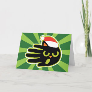 Tarjeta Festiva Navidades y galletas del gato de vacaciones