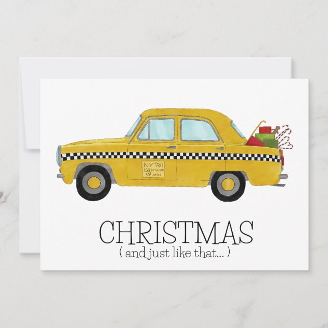 Tarjeta Festiva Navidades... y igual que ese taxi de Nueva York (Anverso)