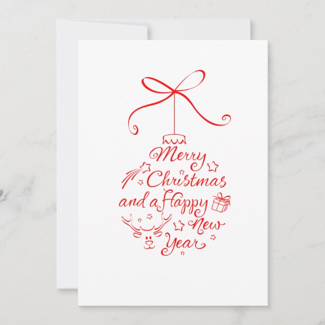 Tarjeta Festiva Navidades y Navidades de letras de Año Nuevo (Anverso)