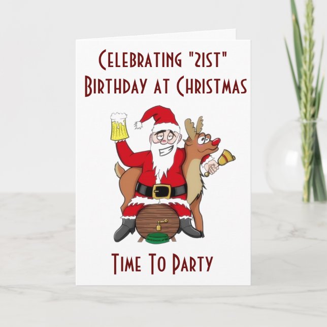 Tarjeta Festiva NAVIDADES y SU **21º CUMPLEAÑOS** HORA DE FIESTA (Anverso)