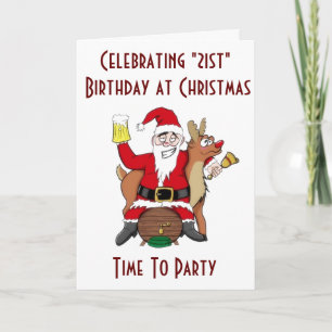 Tarjeta Festiva NAVIDADES y SU **21º CUMPLEAÑOS** HORA DE FIESTA
