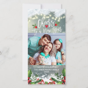 Tarjeta Festiva Navidades y vítores a la foto del saludo de Año Nu